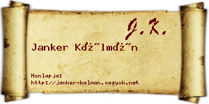 Janker Kálmán névjegykártya